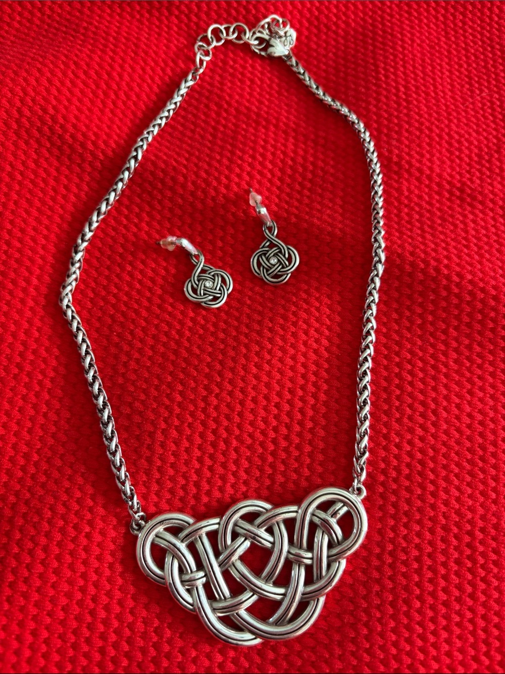 Brighton INTERLOK Unity Necklace Celtic Infinity Knot Silver Plate Foxtail Chain